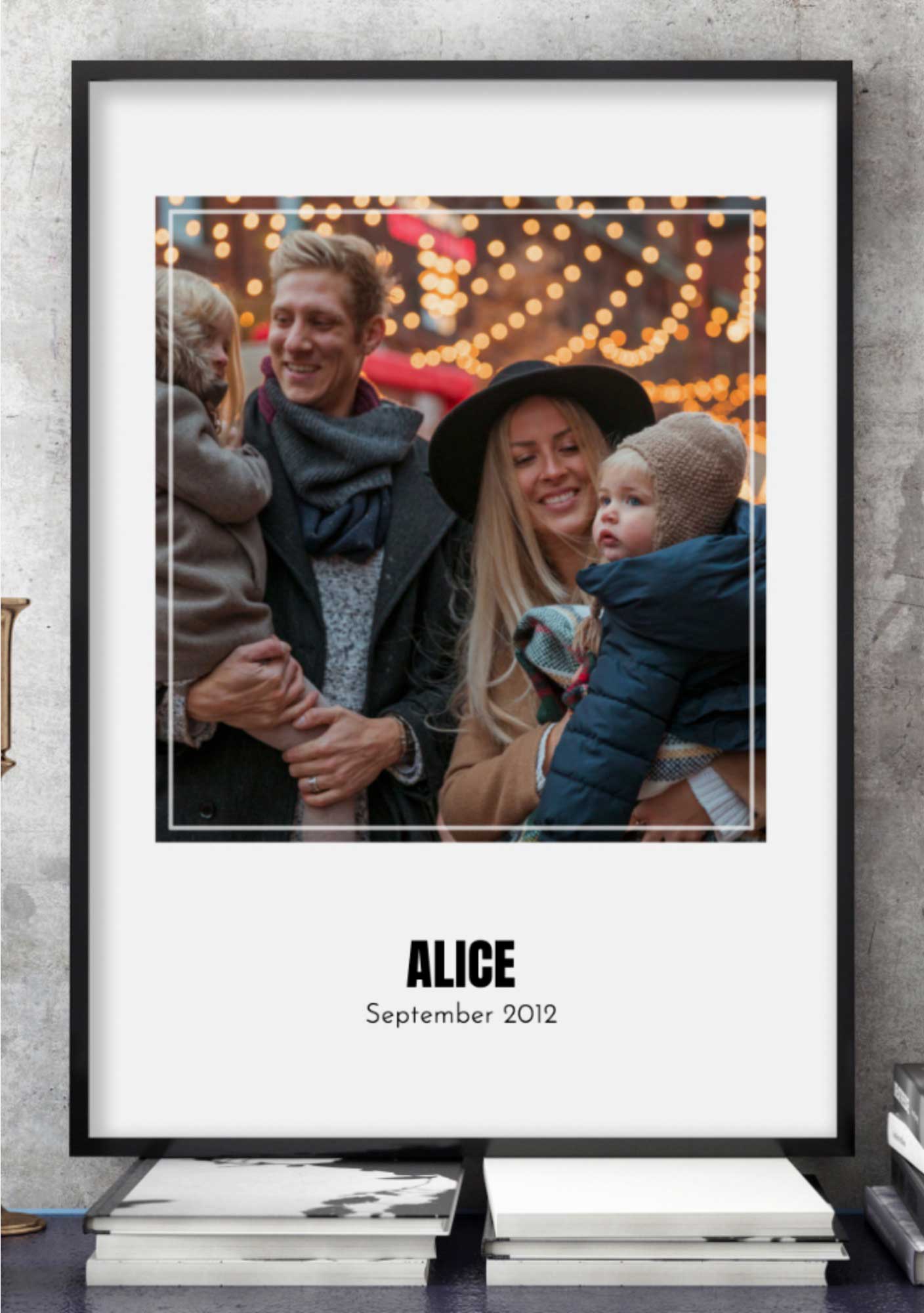 Gestalte Fotoposter mit Passepartout und Text