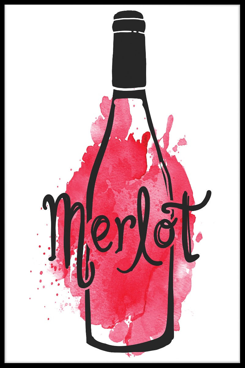 Ich liebe Poster mit Merlot-Illustrationen