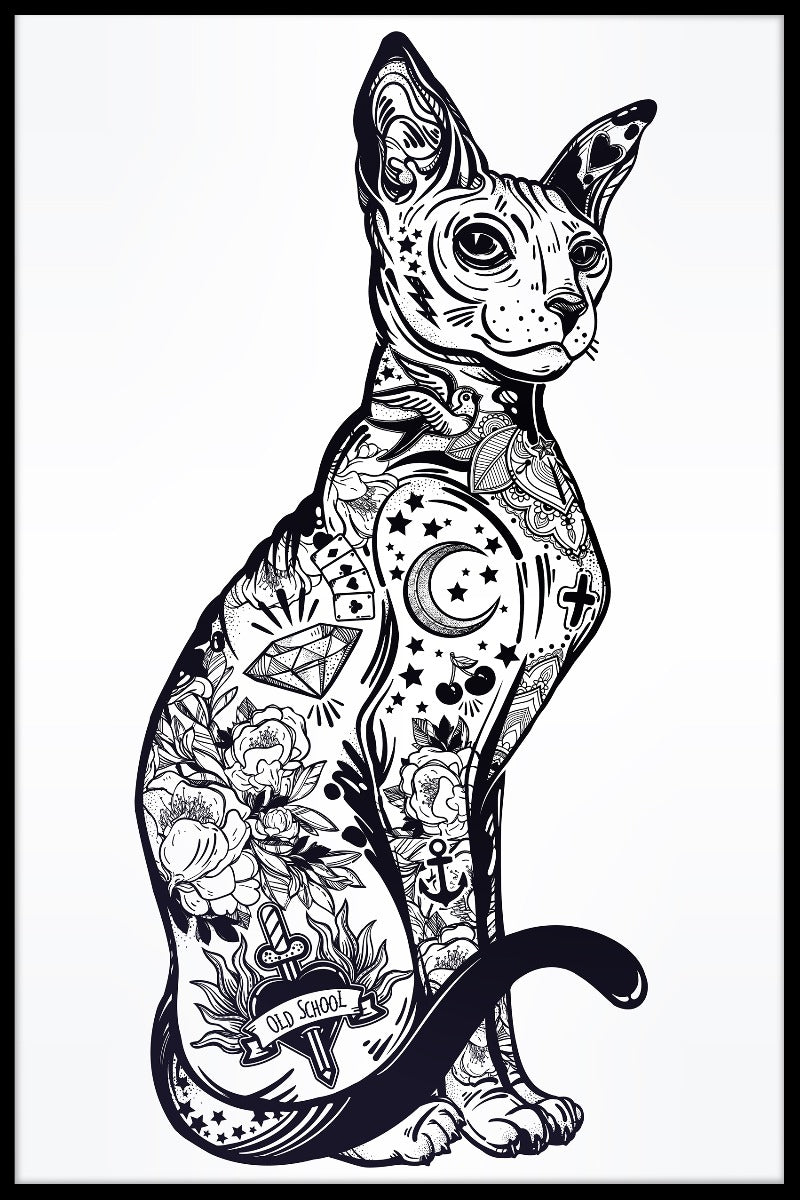 Katze Sphynx-Illustrationsposter