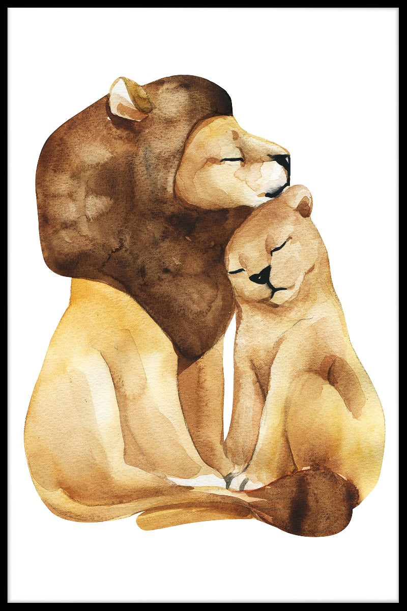 Löwenliebes-Aquarellplakat