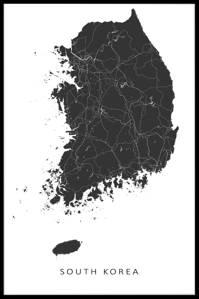 Sydkorea Kartposter
