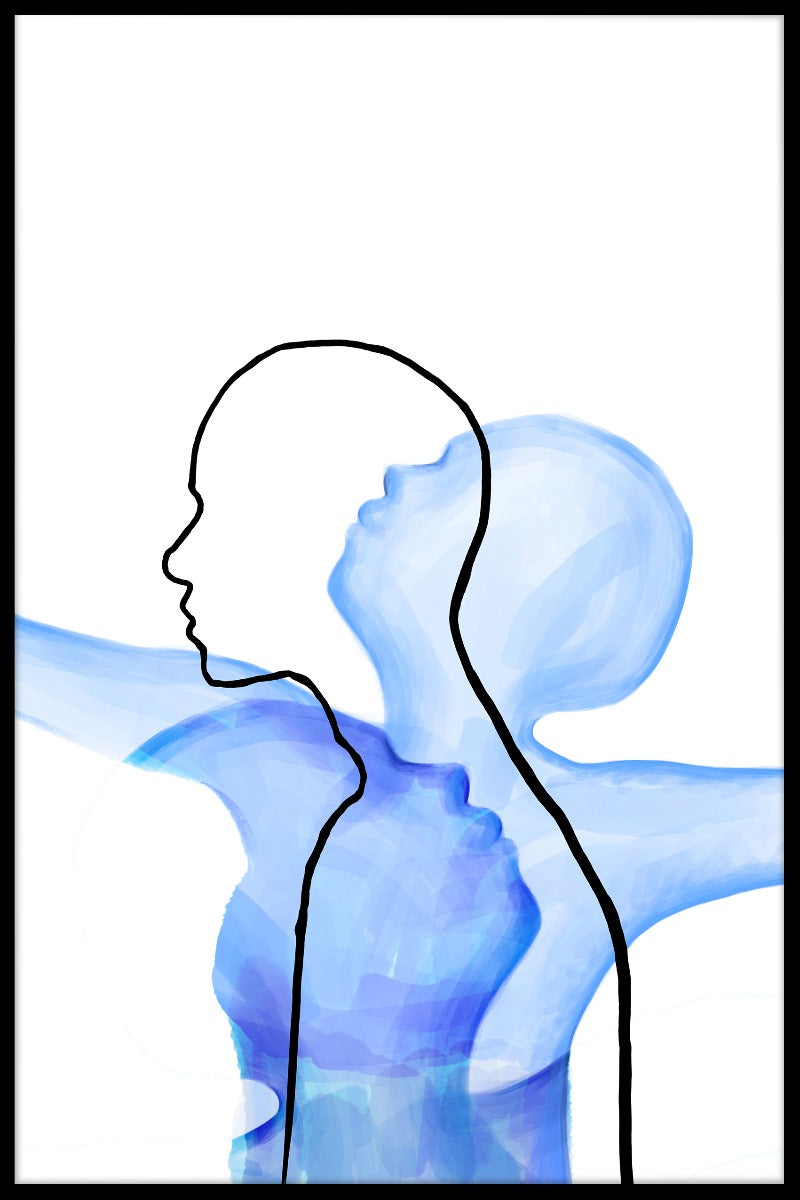 Zwei Seelen Strichzeichnungen Poster