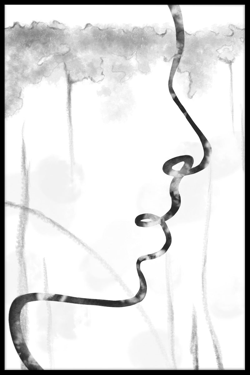 Abstraktes Gesicht Line Art Poster