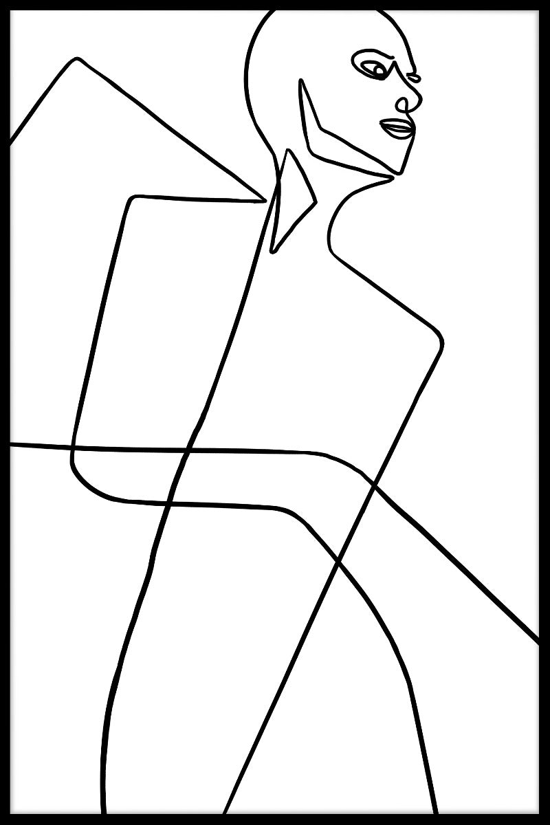 N04-Poster mit abstrakter Strichzeichnung
