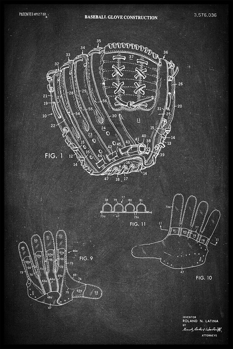Patentaufzeichnungen für Baseballhandschuhe