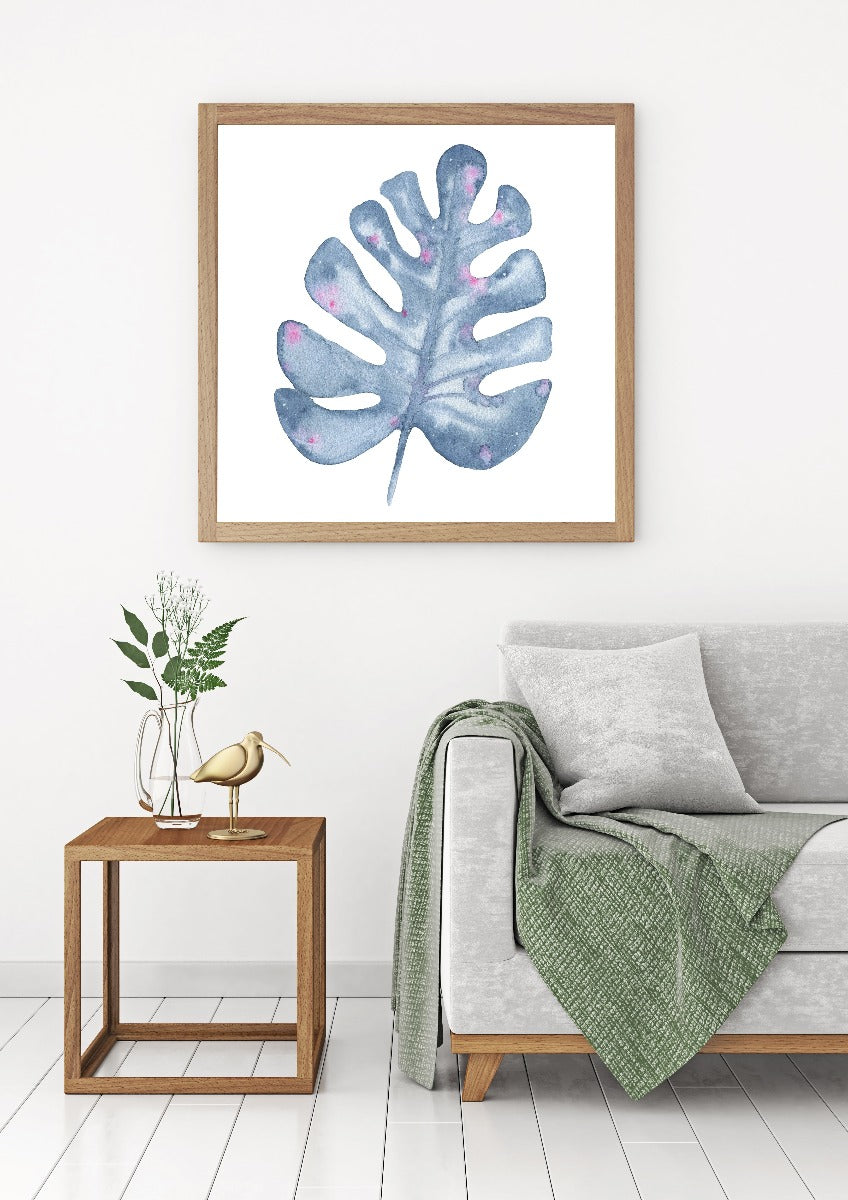 Poster mit tropischen Aquarellblättern