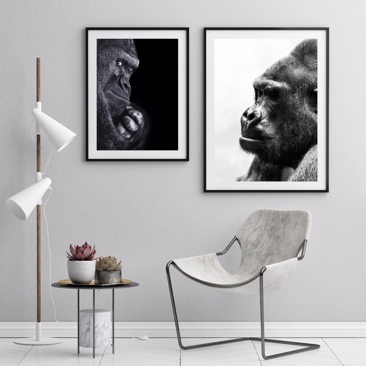 Gorilla Portrait Schwarz-Weiß-Poster