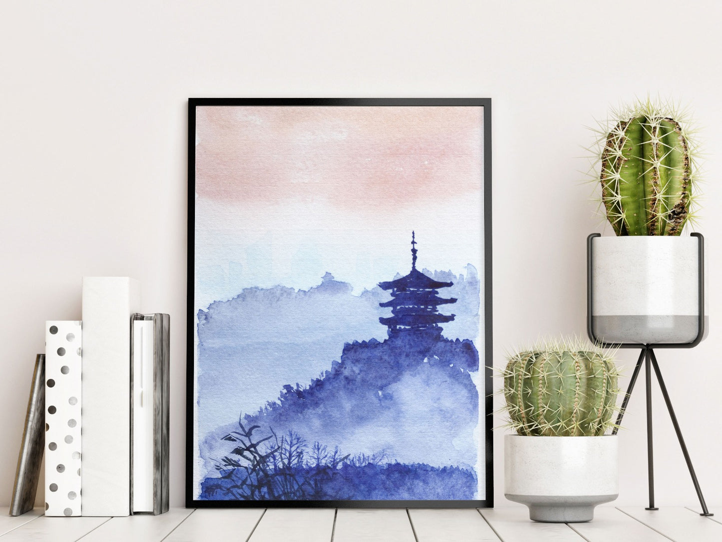 Aquarell japanisches Tempelwaldposter