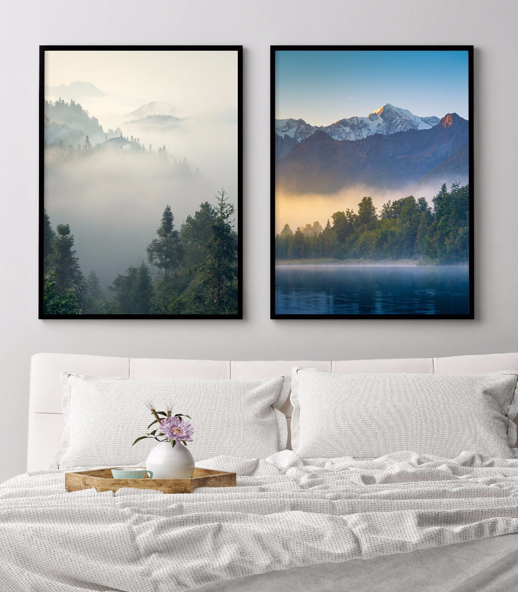 Poster Morgennebel im Wald