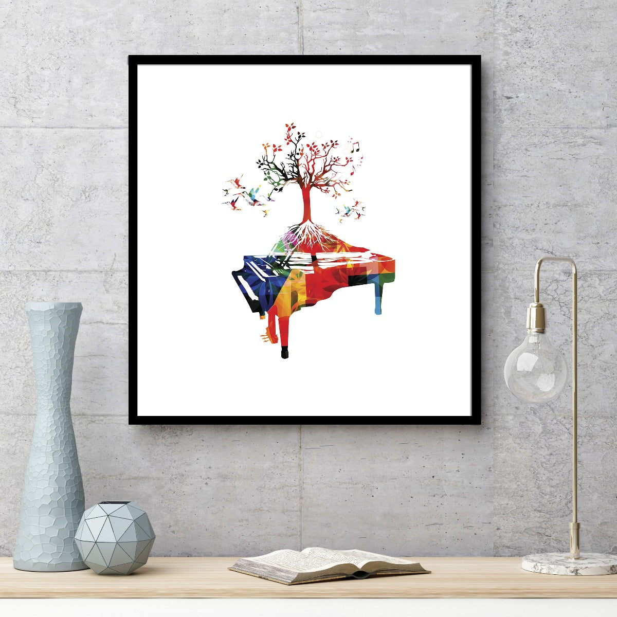 Poster mit Klavierillustration