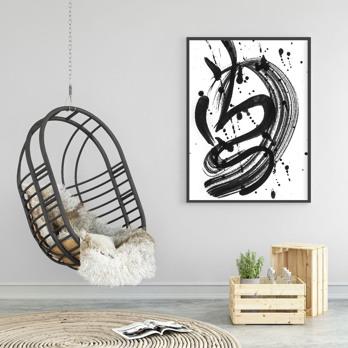 Poster mit abstrakten Pinselstrichen