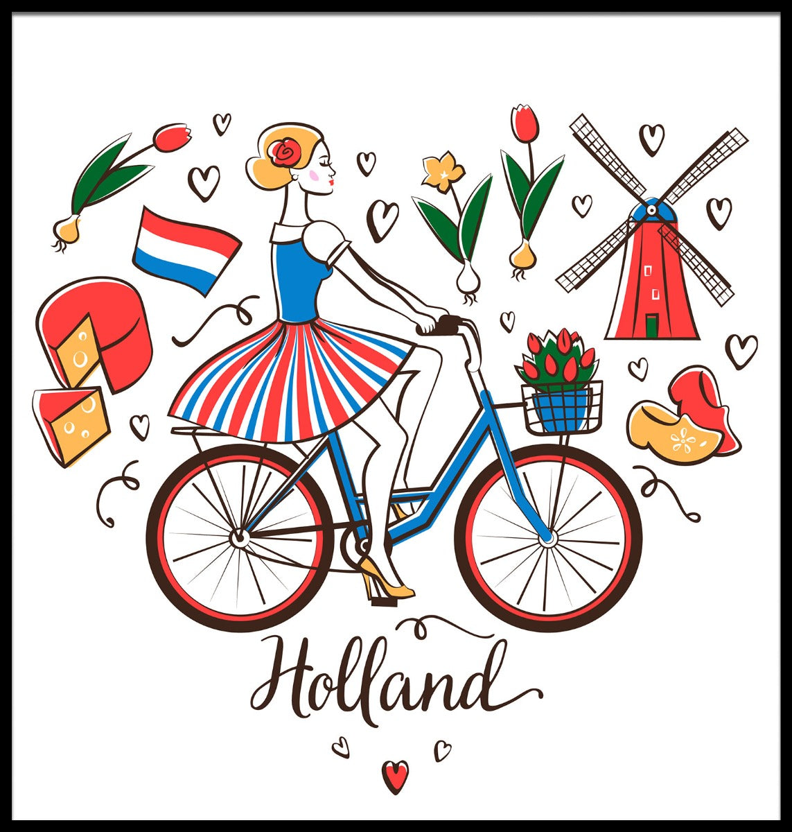 Fahrrad-Holland-Illustrationsplakat
