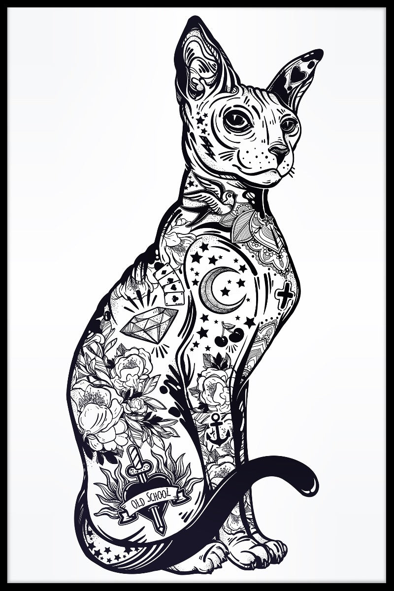  Katze Sphynx-Illustrationsposter