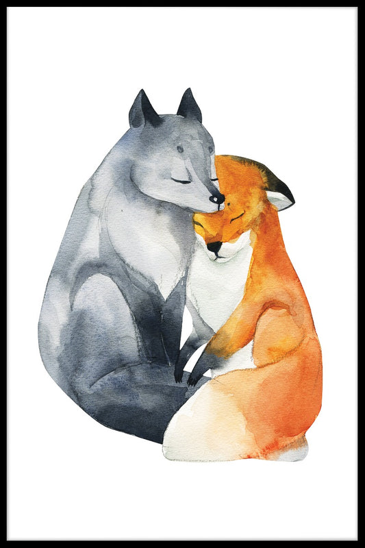  Fox-Liebe-Aquarellplakat