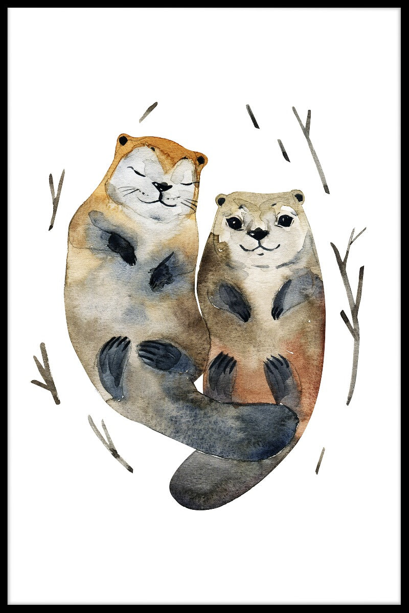  Otter-Liebe-Aquarellplakate