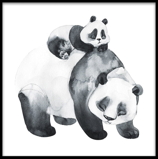  Panda-Familien-Aquarell-Plakat