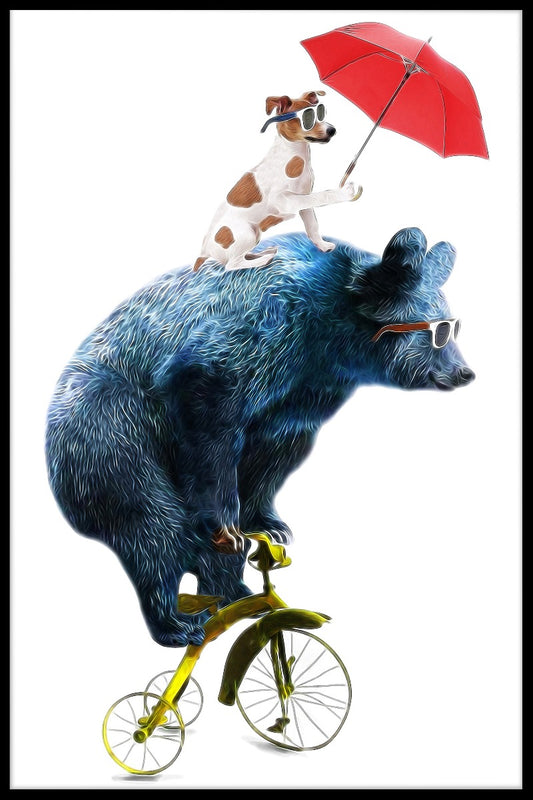  Bär Fahrrad Illustration Poster