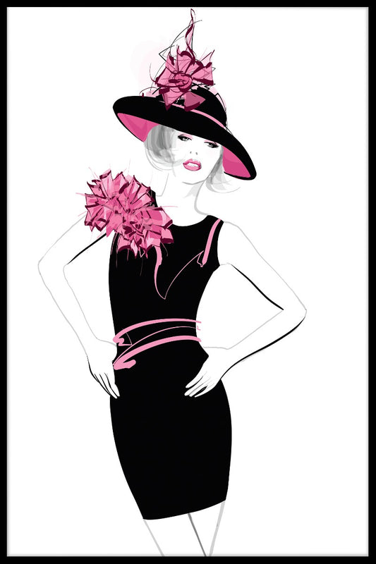  Modefrau mit schwarzem Hutplakat