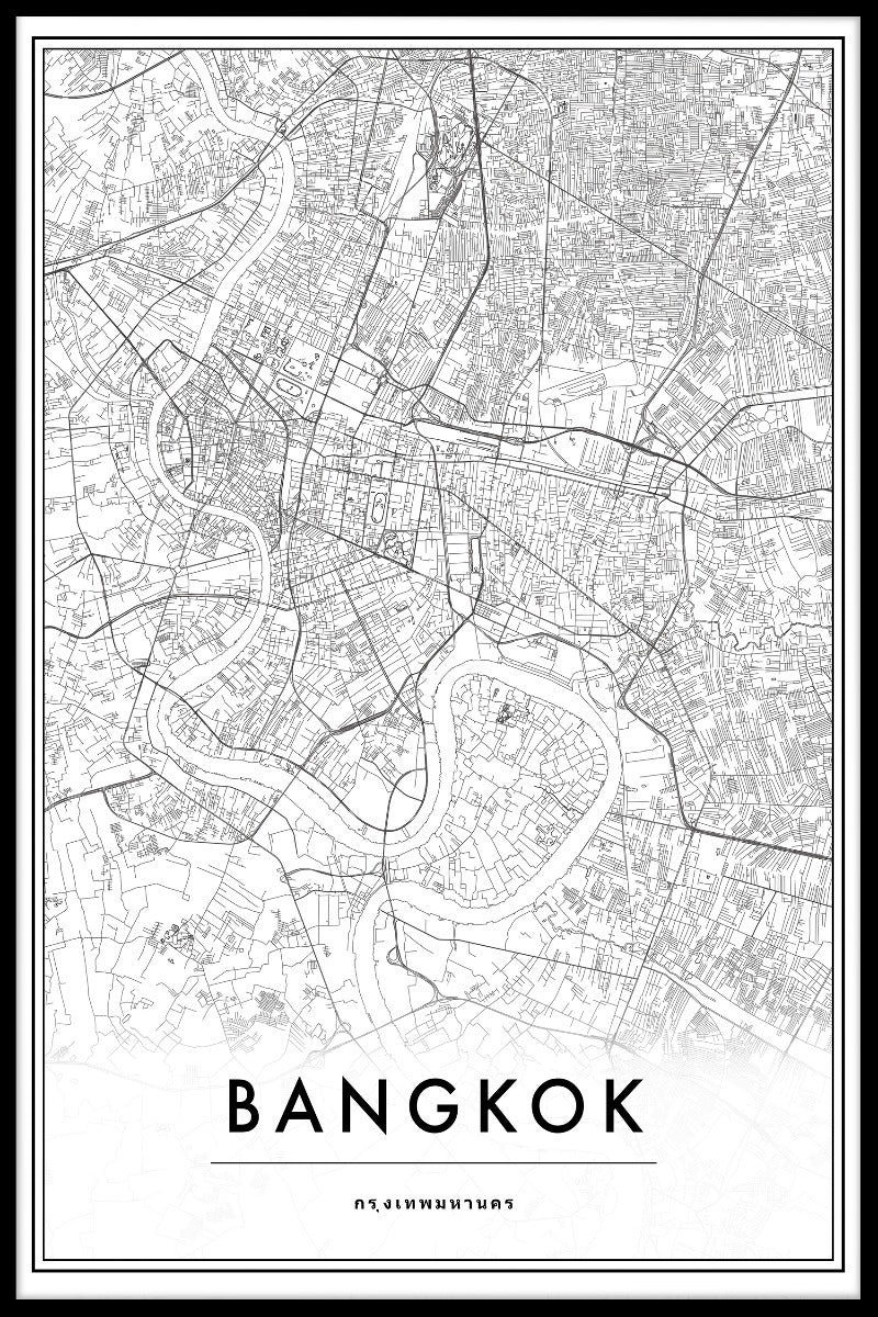  Bangkok Thailand Karta-Plakat