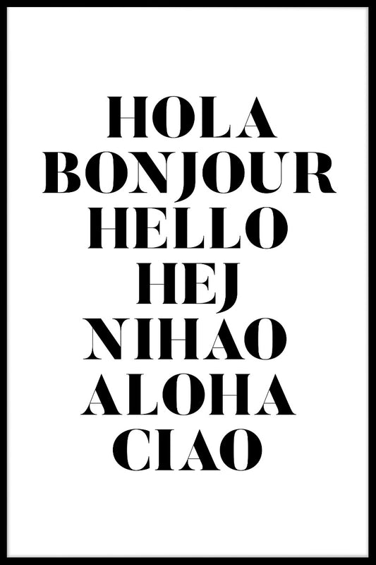  Hola Bonjour Hallo Plakat