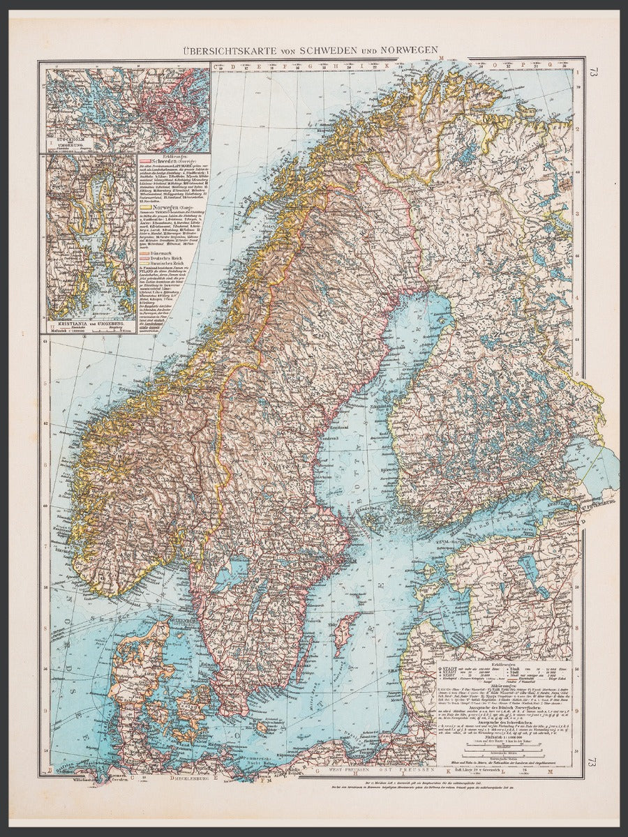  Skandinavien Karta 1896 Plakat