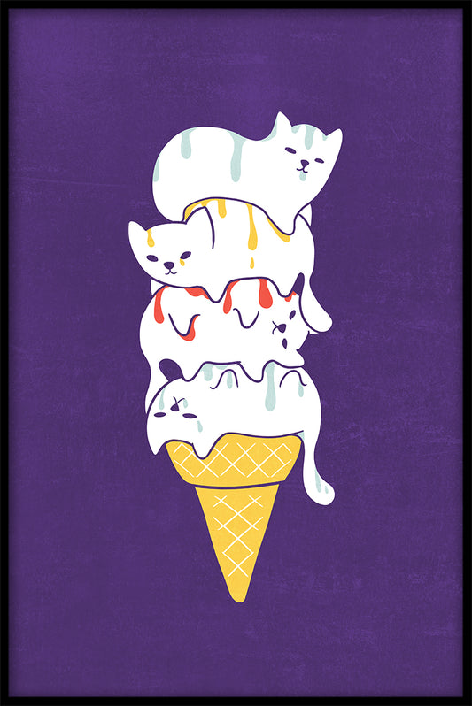  Poster mit Eiscreme-Katzen