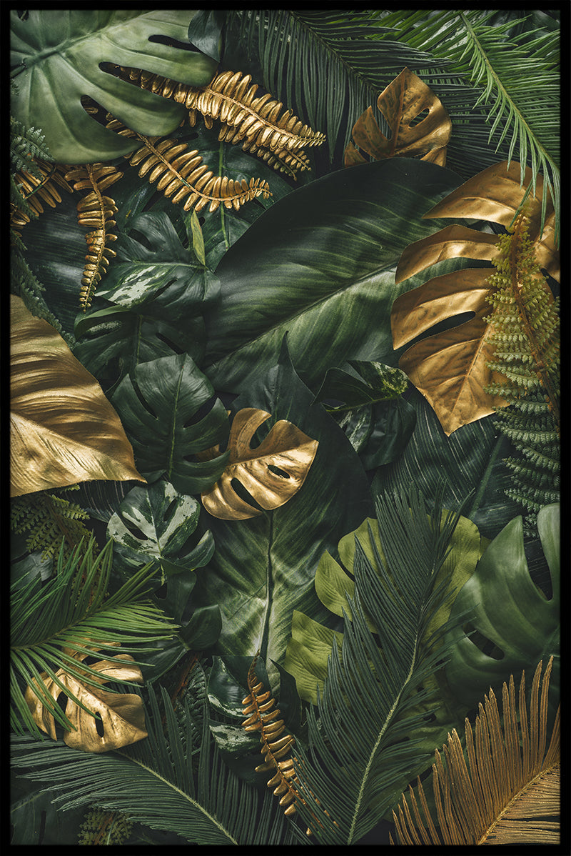  Goldenes grünes tropisches Plakat