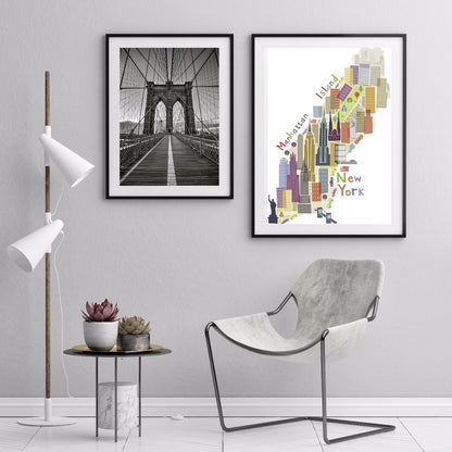  Einfarbiges Plakat der Brooklyn Bridge