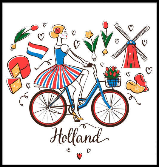  Fahrrad-Holland-Illustrationsplakat